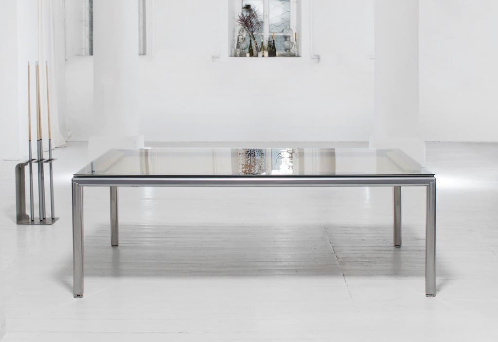 Convertible pool dining fusion table Ultra silver by Vision Billiards
