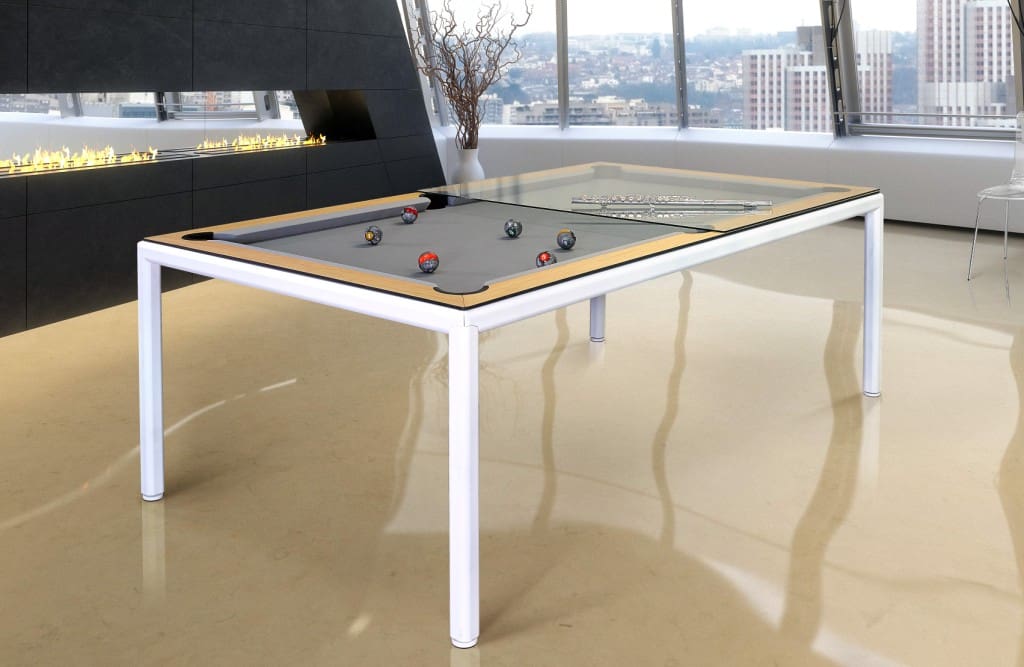 Pool dining fusion table Ultra in white by Vision Billiards