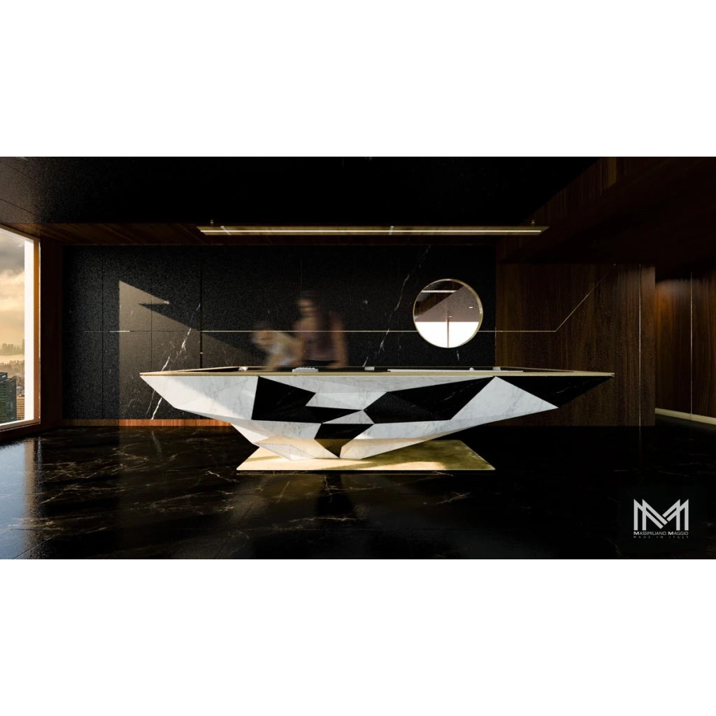 Terra Pool Table Massimiliano Maggio Made in Italy Carrara Marble Black Lacquered 2